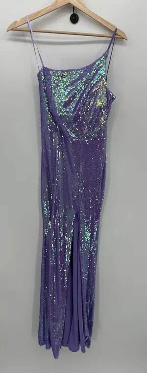 Crystal Doll Juniors Size 3‎ Purple Sequin Maxi Dress Gown Slit Prom Gala Formal thumbnail 1