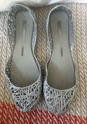 +campana Silver Lattice-Detail Ballet Flats thumbnail 1