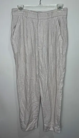 Abercrombie & Fitch Tan White Checked Pants Sz‎ S Linen Blend thumbnail 1