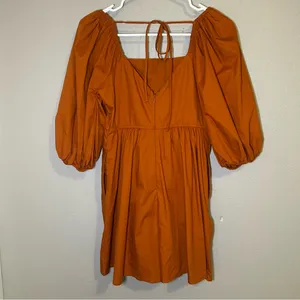 Abercrombie & Fitch Rust Orange Square Neck Puff Sleeve Romper Womens Size Small thumbnail 5