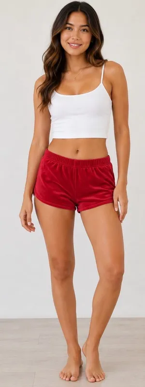 Hollister Red Velour Athletic Shorts thumbnail 1