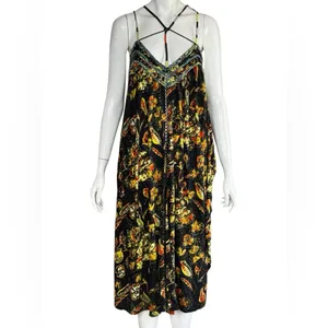 Free People Bohemian Garden Party Cotton Blend Knit Dress In Black Combo S L G#3 thumbnail 4