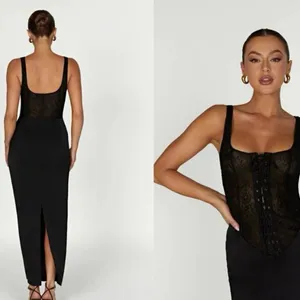 Meshki Corset maxi dress lace sexy bodycon drop waist octavia goth laceup satin thumbnail 7