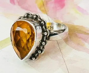 Pear Topaz and Sterling Silver Ring SZ 5 thumbnail 1