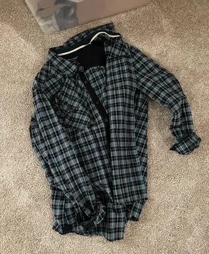 Oversized Plaid Button Down Shirt Blue Size L thumbnail 4