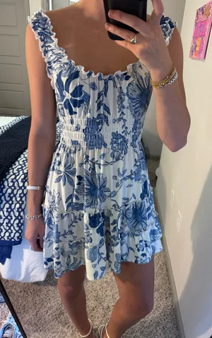 Blue Floral Urban Outfitters Dress thumbnail 1