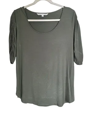 The Nines by Hatch Women Sz M Elbow Sleeve Scoop Neck Shirred Maternity T-Shirt thumbnail 1