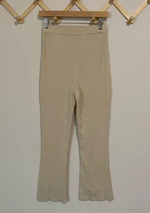 White Fox Beige Flare Leg Pull On Lounge Pants size Medium thumbnail 6