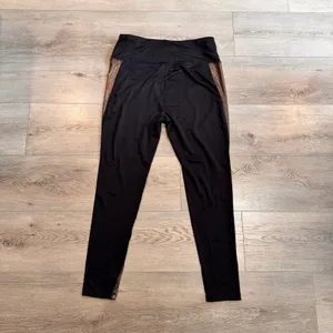 MTA Sport Athletic Leggings High Waist Activewear Side Stripe Black Large‎ L thumbnail 2