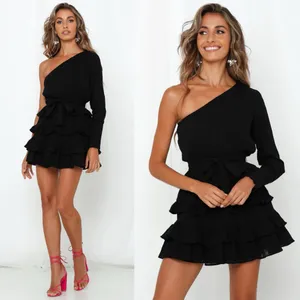 Hello Molly Dance The Night Away Black One-Shoulder Ruffle Mini Dress 8 New NWT thumbnail 3