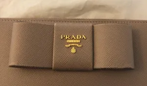 Prada Saffiano Ribbon Bow Zip Around Wallet thumbnail 2
