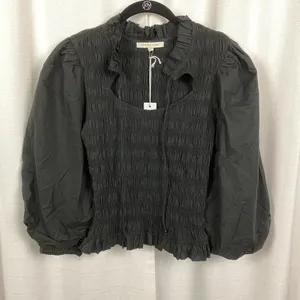 Love The Label Anthropologie Black Smocked Puff Sleeve Blouse Sz.S NWT thumbnail 7