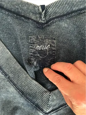 Aerie Downtime V neck Sweatshirt Navy Womens Medium Loungewear Oversize thumbnail 4