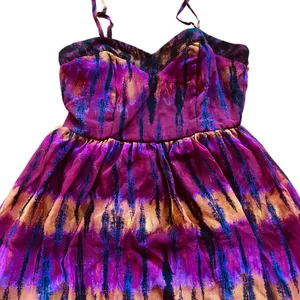 Mimi Chica Purple Abstract Ethereal Tie Dye High Low Dress | S thumbnail 4