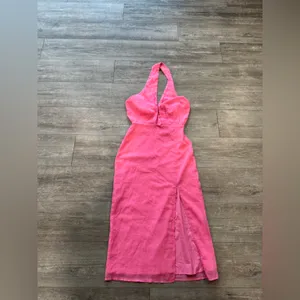 Lulu's Pink Halter Midi Dress thumbnail 5