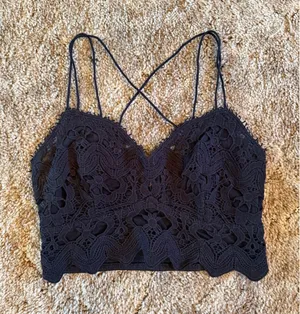Free People FP One Ilektra Bralette Black Lace Crop Top Boho Strappy Cami thumbnail 1