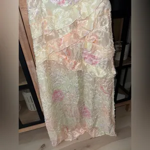 Amazon Pastel floral maxi dress ruffle embroidered butter heirloom print rialto summer thumbnail 11