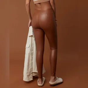OFFLINE By Aerie Real Luxe Faux Leather Legging in Horizon Brown Size Medium thumbnail 4