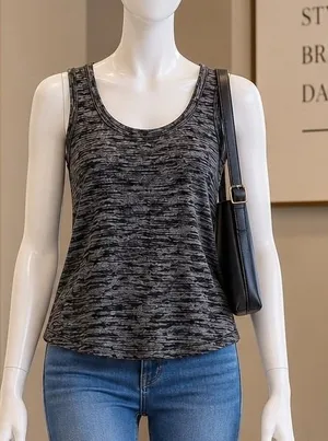 Gap Womens Tank Top Space Dye Gray Black Knit Size Medium thumbnail 1