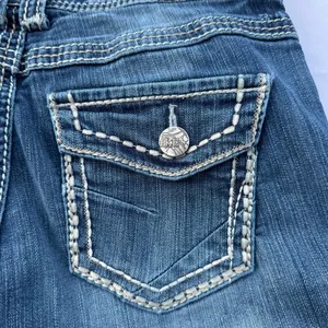 BKE Culture Jeans 29R Women’s Bootcut Stretch Blue Thick Stitch Low Rise thumbnail 11