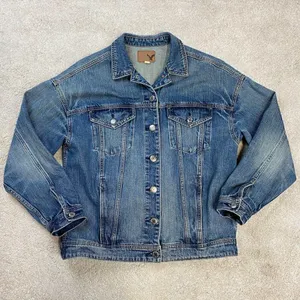 American Eagle Outfitters Denim Oversized Jacket Hand Painted Lion Size S thumbnail 1