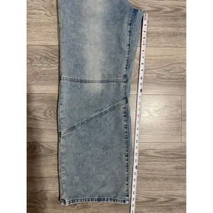 Strapless Wide Leg Denim Jumpsuit Size L‎ Light Wash Blue Seam Detail Y2K Romper thumbnail 8