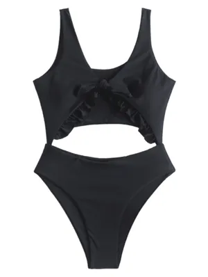 Zaful Tie Front Cutout One Piece Swimsuit thumbnail 3