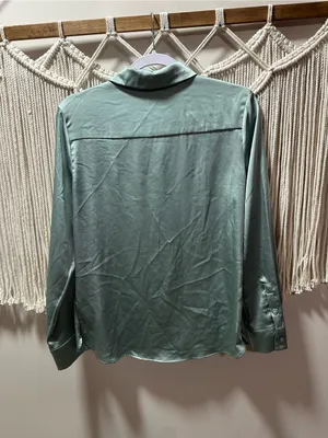a new day Mint Green Satin Button-Down Shirt thumbnail 2
