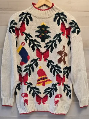 {M} Vintage Knit Christmas Sweater Red Size M thumbnail 1
