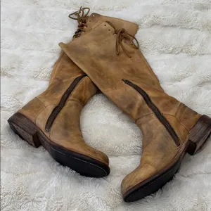 Bed Stu Manchester Cobbler Tall Leather Riding Boots Lace Back Rustic sz 7 thumbnail 5