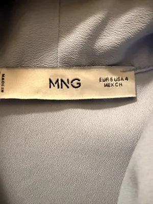 Mango Light Blue Tie Neck Blouse thumbnail 3