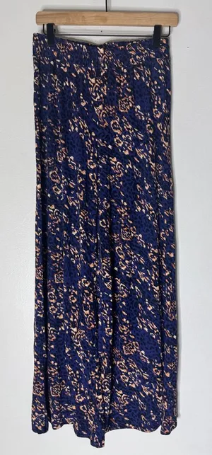 lascana Blue Printed Leopard Wide Leg Pull On Pants‎ Size 4 Resort Wear thumbnail 1