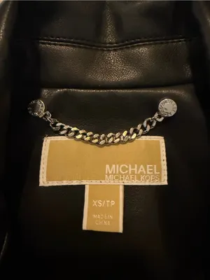 Michael Kors Women’s Black Leather Moto Jacket thumbnail 8