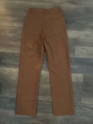 Abercrombie & Fitch 90’s Straight Ultra High Rise Brown Leather Pants thumbnail 3