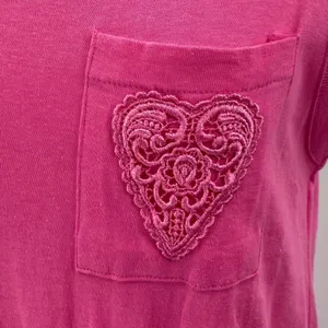 Vintage 80s Romper Embroidered Heart Pocket Sleeveless Crewneck Pink Womens M thumbnail 4