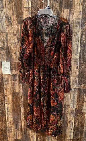 ZARA paisley dress midi v neck XXL 44 length x 17 inch thumbnail 2