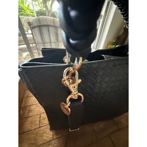 ALDO Gloadithh‎ Black Woven Faux Leather Tote Bag Gold Hardware Top Handle Purse thumbnail 4