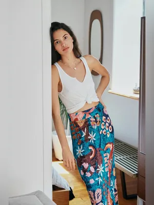 Farm Rio Gabriela Knit Maxi Skirt Vibrant Floral Boho Maxi Skirt NWT thumbnail 2