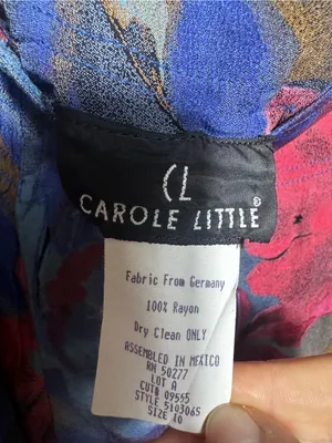 X399. Carole Little Blue Floral Midi Skirt with Pink & Gold Accents thumbnail 2