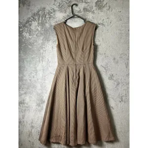 ModCloth Dark Academia Cottagecore Prairie Midi Dress Brown Houndstooth Size 6 thumbnail 3