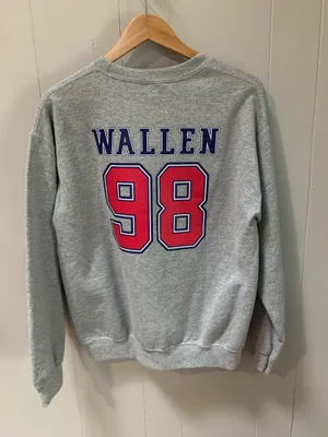 Morgan Wallen 98 Braves Crewneck Unisex Sweatshirt Gray Country Medium thumbnail 1