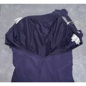 David's Bridal Women’s Wedding Guest Party Gown Bridesmaid One shoulder Dark Purple 10 thumbnail 8