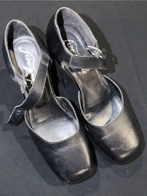 Free People Black Leather Platform Mary Jane Heels 38.5 / 8.5 thumbnail 6