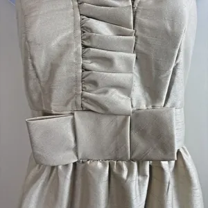 Alfred Sung Champagne‎ Gold Ruffled Halter Cocktail Dress Sz 0 Bow Waist Detail Knee Length thumbnail 4