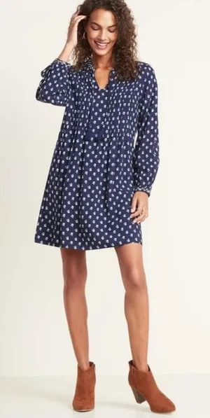Old navy shirt dress blue floral small thumbnail 1