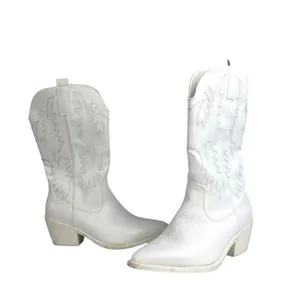 ILV Women's White Embroidered Pointed Toe Slip On Cowboy Western Boots Size 10 thumbnail 7