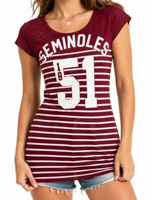 Pink republic PINK Victoria's Secret Seminoles Shirt Women S Burgundy White Striped Varsity 51 thumbnail 1