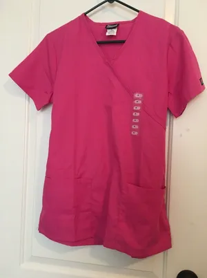 Cherokee Women's Scrub Top V-Neck Uniform Nurse Medical Size XS Pink thumbnail 1