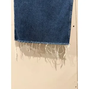 Boden High Waist Wide Leg Cropped Jeans Size 8R Blue Dark Wash Denim Frayed Hem thumbnail 3