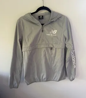 New Balance Light Gray Half-Zip Hooded Pullover Jacket thumbnail 1